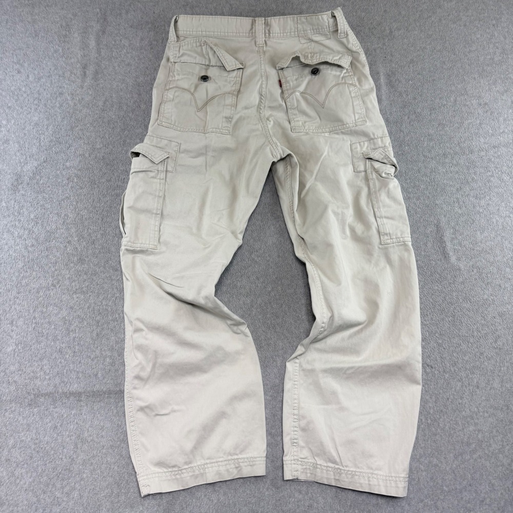 Levi's Loose Straight Cargo Pants Mens 32x30 Khaki Cotton Workwear y2k vintage